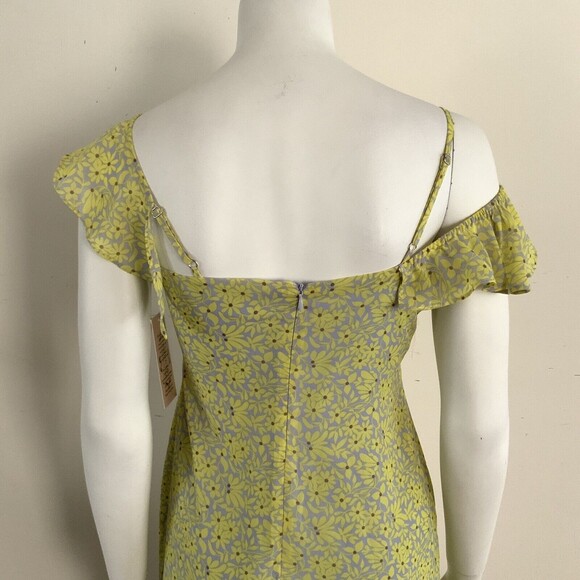 Nanette By Nanette Lepore Yellow Floral Sleeveless Asymmetrical Chiffon Dress 2 - Picture 12 of 14